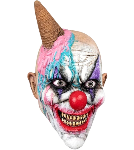 Mască Premium din Latex Ice S-cream Clown, cu Corn de Înghețată – Mărime Universală Adulți