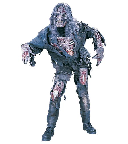 Costum Licențiat Zombie 3D pentru Adulți – Set Complet cu Mască, Mănuși și Oase Expuse