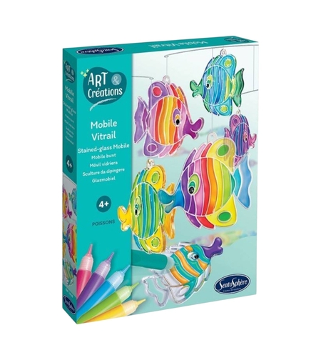 Kit Creativ Carusel Vitraliu pentru Copii, Sentosphere - Pești Colorați