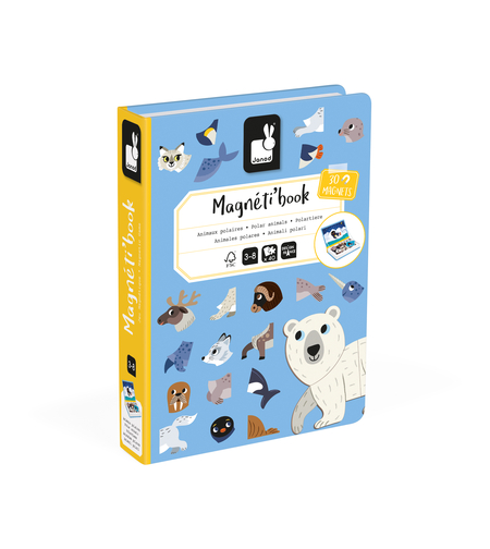 Joc educativ magnetic Janod, Magneti'book Animale Polare, 40 piese 3 ani+