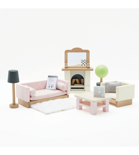 Mobilier pentru casuta, Le Toy Van, set camera de zi, 19 piese