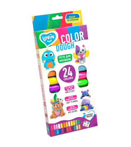 Set de plastilina / aluat ecologic pentru modelaj OKTO Lovin, 24 culori, include accesorii, 3 ani+