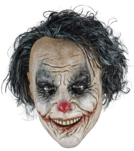 Mască Premium din Latex Lunatic Clown, cu Păr Artificial – Mărime Universală Adulți