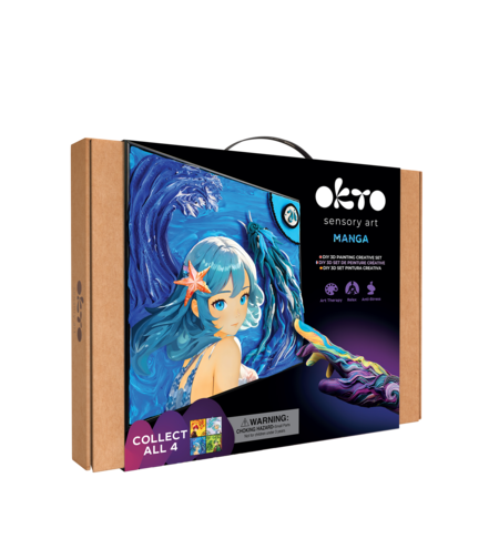 Set pictură 3D cu argilă ușoară OKTO Sensory Art - Manga Water (29 x 29 cm)