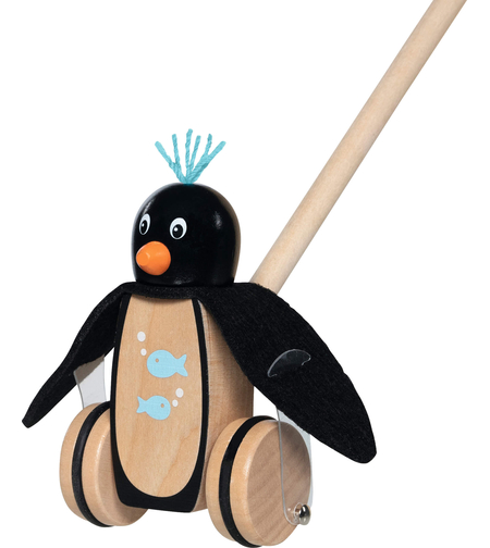 Jucărie de Împins din Lemn, Pinguinul Pablo,Goki,  18 luni+