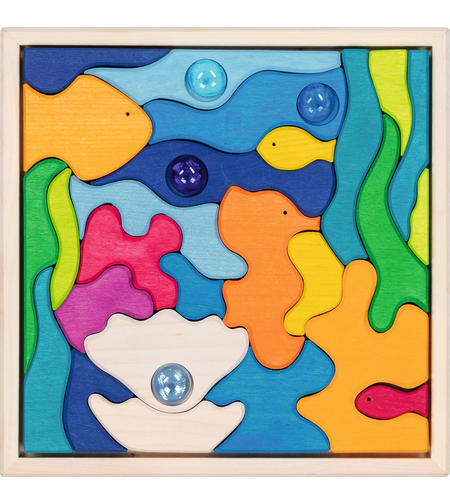 Puzzle din lemn Goki Evolution - Luminile mării, 32 piese