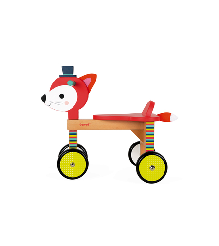 Bicicletǎ din lemn fără pedale Janod - Vulpița Baby Forest, 12-36 luni