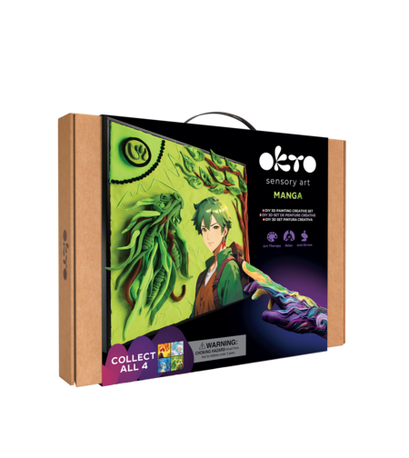 OKTO Sensory Art - Set pictură 3D cu argilă ușoară, Manga Ground (29x29 cm)