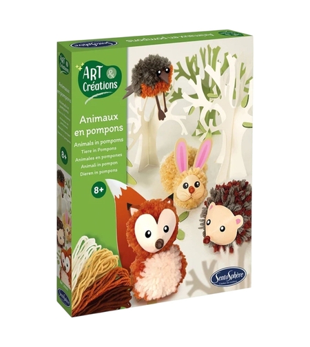 Kit Creativ Animale din Pompone, Sentosphere - Set de Creat Jucării din Lână