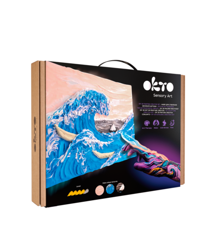 Set Pictură 3D cu Argilă Ușoară Okto Sensory Art - Waves (30x40 cm)