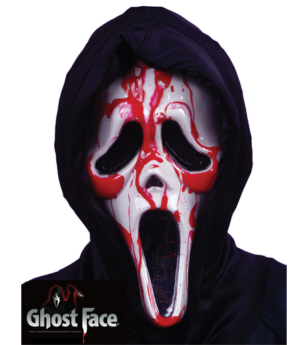 Mască Halloween Fun World, Ghost Face Bleeding Mask, Licență Oficială Scream, Cu Sânge și Glugă