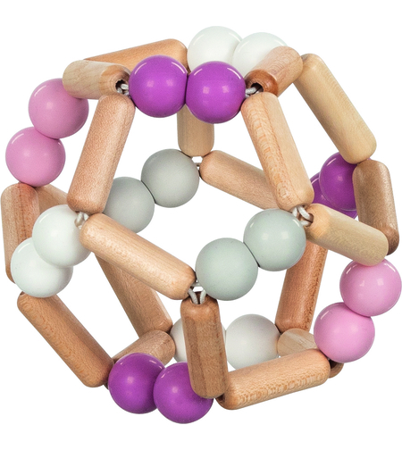 Inel tactil elastic din lemn,Roz,Goki