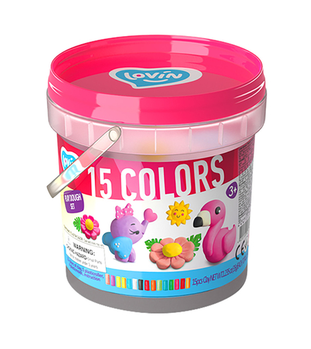 Set creativ de modelaj OKTO Clay Animale Simpatice, 15 piese/culori, include matrite si accesorii, 3 ani+