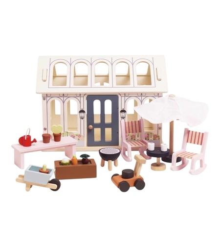 Set de Joacă Verandă și Grădină din Lemn pentru Căsuțe de Păpuși Le Toy Van