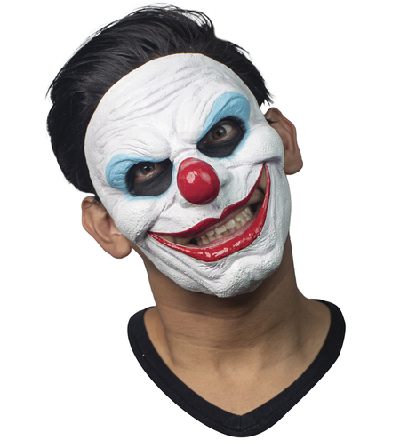 Mască Clovn Horror, Creepy Smile Half Mask, Latex, Alb/Rosu