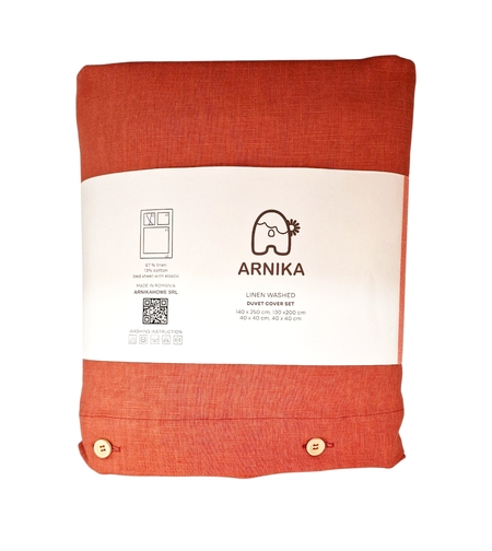 Set Lenjerie de Pat Premium Arnika Home – In și Bumbac,PEACH, Dimensiuni Standard - ARNIKA