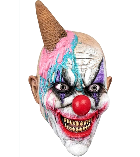 Mască Premium din Latex Ice S-cream Clown, cu Corn de Înghețată – Mărime Universală Adulți