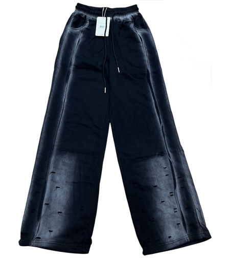 Pantaloni Dama Largi Negri cu Talie Elasticala