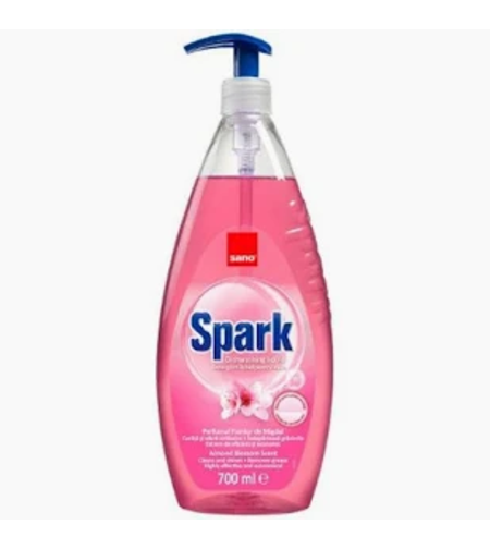 Detergent de Vase Sano Spark cu Parfum de Migdale, cu Pompiță, 700ml