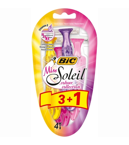 Set 4 Aparate de Ras de Unică Folosință pentru Femei Bic Miss Soleil Colour Collection (3+1 Gratuit)
