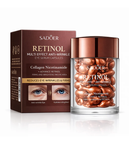 Set Capsule Ser Concentrat pentru Ochi Sadoer Retinol Multi Effect Anti-Wrinkle Eye Serum Capsules, 45 bucăți