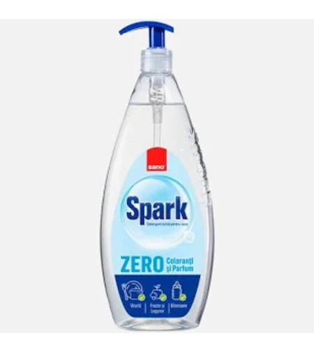 Detergent de Vase Sano Spark Zero, ZERO Coloranți și Parfum, cu Pompiță, 700ml