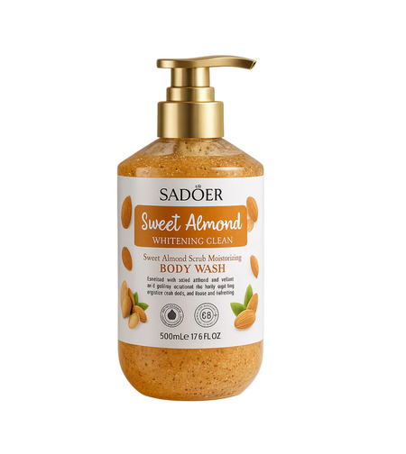Gel de duș exfoliant și hidratant Sadoer Sweet Almond, 500ml