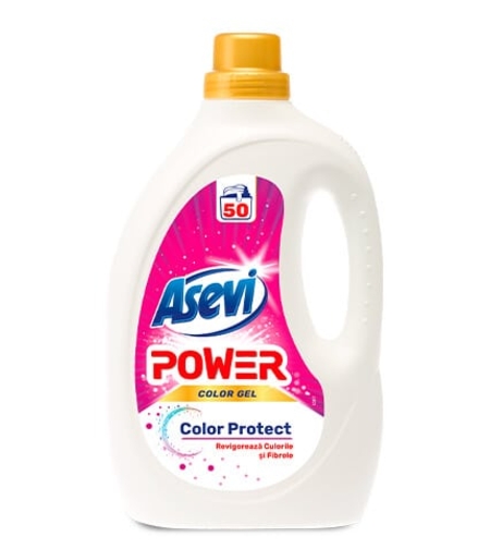 Detergent Lichid Asevi Power Color Gel Color Protect, 50 Spălări, 2.5L