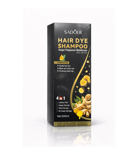 Șampon Colorant Sadoer Hair Dye Shampoo cu Ghimbir și Polygonum Multiflorum (Negru), 500ml