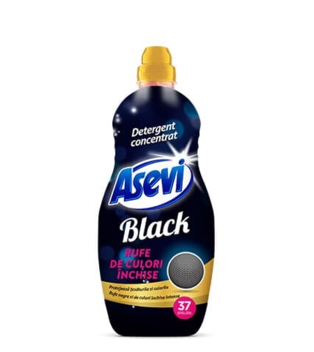 Detergent Lichid Concentrat Asevi Black pentru Rufe de Culori Închise, 37 Spălări, 1.85L