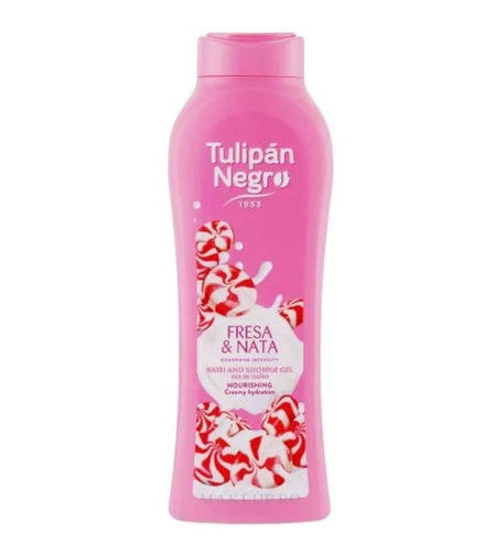 Gel de Duș Tulipán Negro Fresa & Nata, Hidratare Cremoasă, 650ml