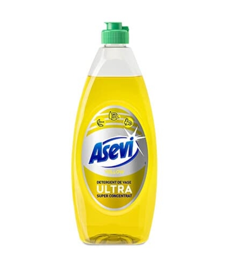 Detergent de Vase Ultra Super Concentrat Asevi Yellow, 650ml