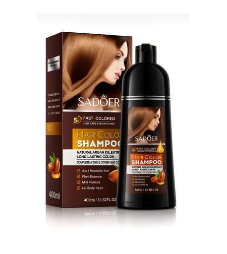 Șampon Colorant Sadoer Hair Color Shampoo cu Extract de Argan (Șaten), 400ml
