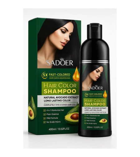 Șampon Colorant Sadoer Hair Color Shampoo cu Extract de Avocado (Negru Natural), 400ml
