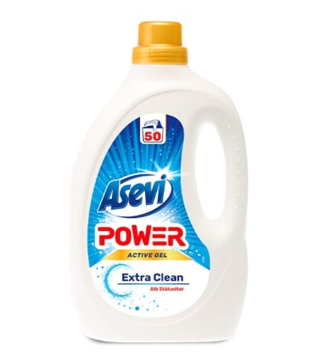 Detergent Lichid Asevi Power Active Gel Extra Clean, 50 Spălări, 2.5L