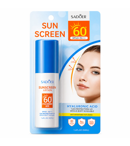 Loțiune pentru Protecție Solară Sadoer Hyaluronic Acid Sunscreen SPF60+, 50ml