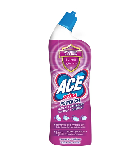 Gel de curățat și înălbitor cu clor ACE Ultra Power Gel Lavender Perfume, 750ml