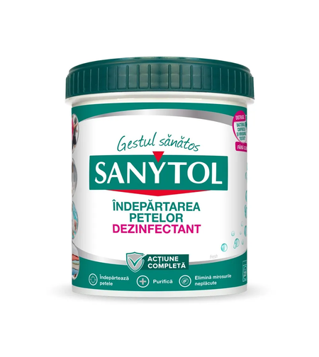 Pudră Dezinfectantă fără Clor Sanytol pentru Îndepărtarea Petelor și Igienizarea Hainelor, 450 g