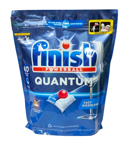 Tablete Detergent pentru Mașina de Spălat Vase Finish Powerball Quantum Fresh, Value Pack, 60 Bucăți