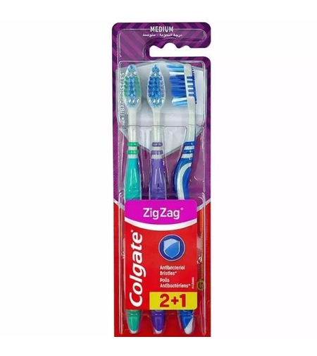 Set Periuțe de Dinți Colgate ZigZag Medium, Antibacterial Bristles, Promo 2+1
