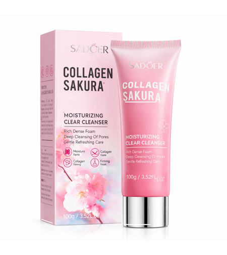 Spumă de curățare facială hidratantă Sadoer Collagen Sakura Clear Cleanser, 100g