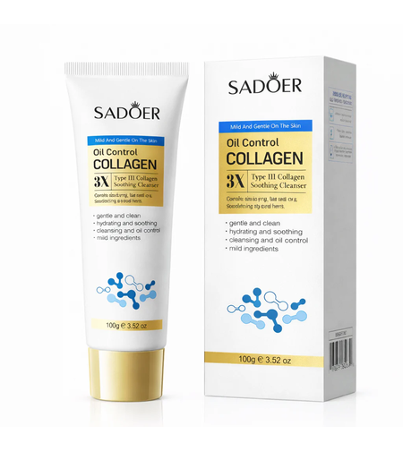Spumă de curățare facială Sadoer Oil Control Collagen 3X Type III Soothing Cleanser, 100g