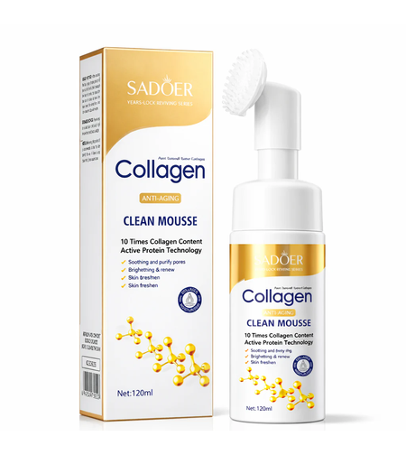 Spumă mousse de curățare facială antirid Sadoer Collagen Anti-Aging Clean Mousse, 120ml