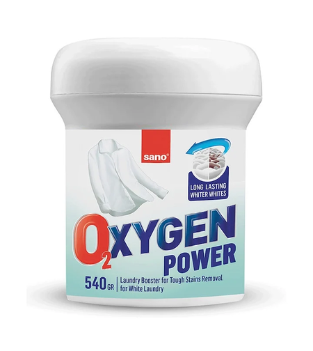 Pudră pentru Îndepărtarea Petelor și Înălbire Fără Clor Sano Oxygen Power White, 540 g