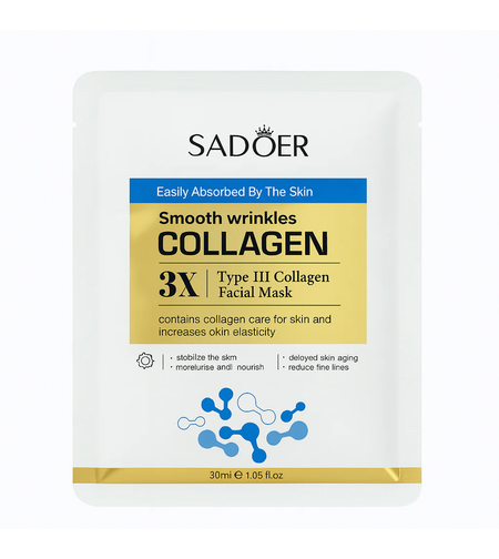 Mască de Față Șervețel Sadoer Smooth Wrinkles 3X Type III Collagen Facial Mask, 30ml
