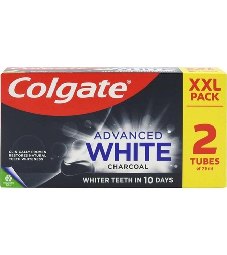 Pastă de Dinți Colgate Advanced White Charcoal, XXL Pack, 2 x 75ml