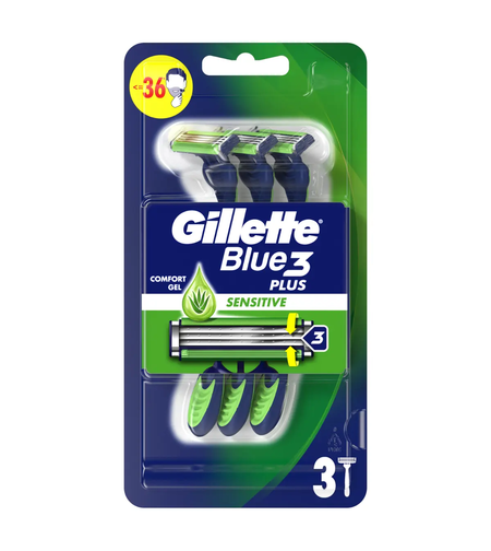 Set 3 Aparate de Ras de Unică Folosință pentru Bărbați Gillette Blue3 Plus Sensitive