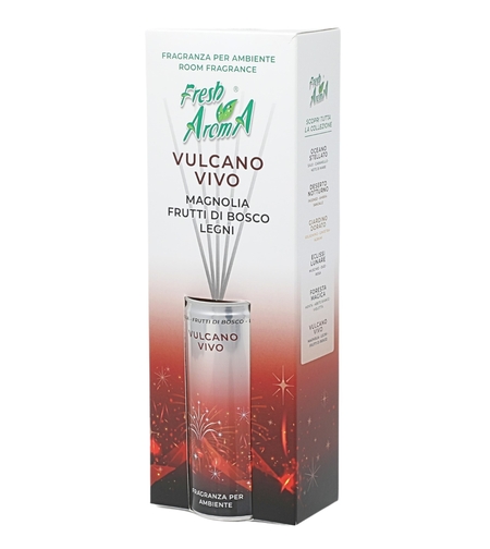 Odorizant de ambient Fresh Aroma VULCANO VIVO 250 ml, note florale si fructate, cu betisoare colorate