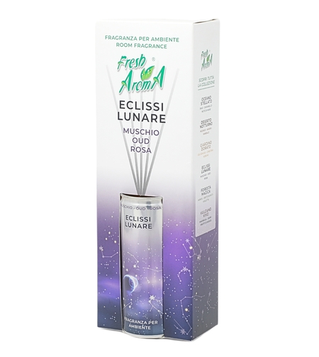 Odorizant de camera Fresh Aroma ECLISSI LUNARE, 250 ml, parfum oriental cu note lemnoase, cu betisoare colorate