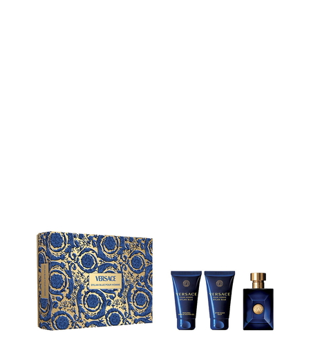 Set Versace: Dylan Blue, Eau De Toilette, For Men, 50 ml + Dylan Blue, Calming, After-Shave Balm, 50 ml + Dylan Blue, Shower Gel, For All Skin Types, 50 ml